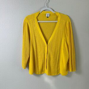 Cabi‎ Sunny Sweater Cardigan Size S Yellow Snap Button V Neck Ribbed Boxy 5637